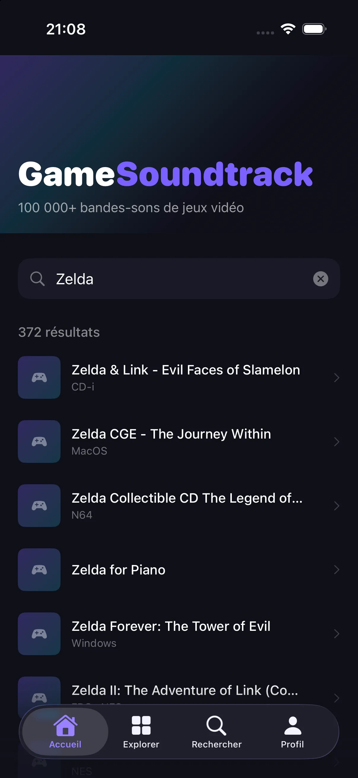 Recherche « Zelda » : 372 résultats.