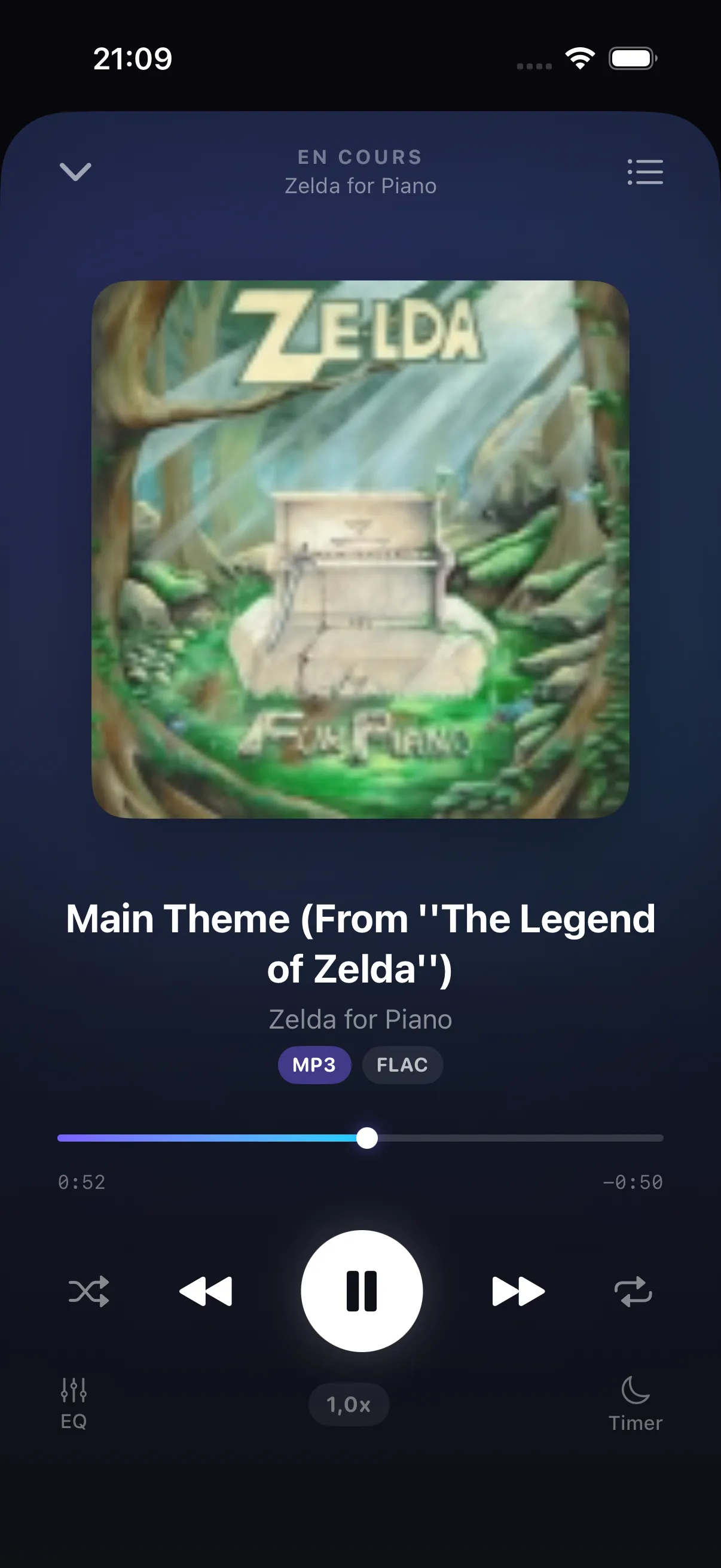 Lecteur audio en cours de lecture.